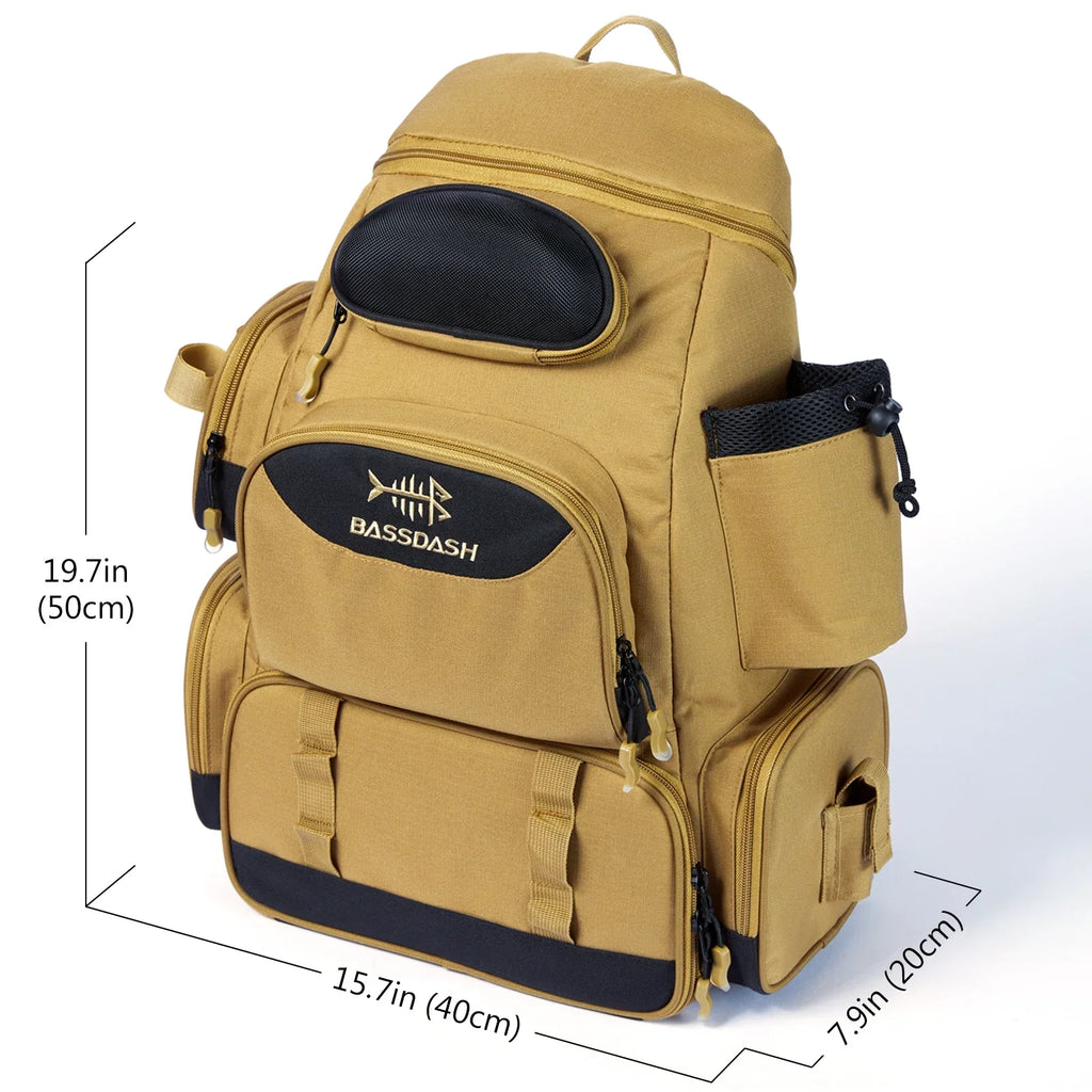 Multifunctional Fishing Tackle Backpack Tactical Gear Bag Khaki-1