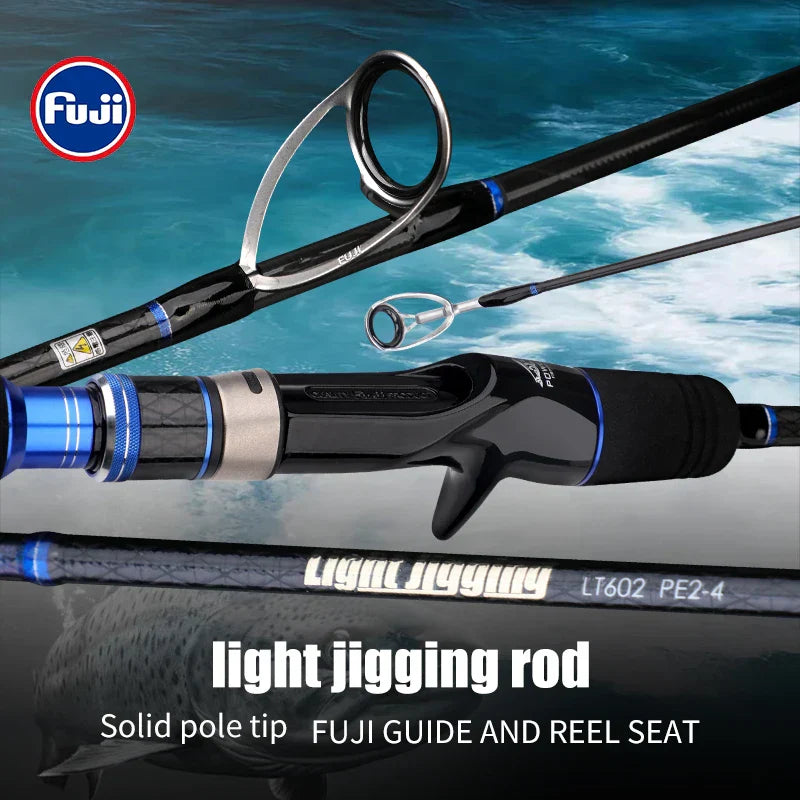 2-Section Carbon Fiber Fast Jigging Rod PE2-4 Spinning Rod Black-3