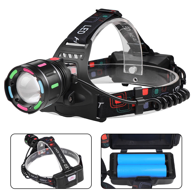 NNEDSZ Fourth Gear With 2*18650 Batteries Rechargeable White Laser Headlamp - Long-Range Zoomable Headlight for Night Fishing and Hiking-0