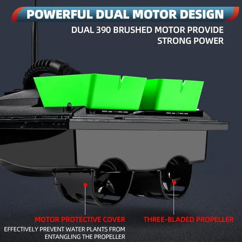 Remote Control Fishing Bait Boat Double Compartment-3
